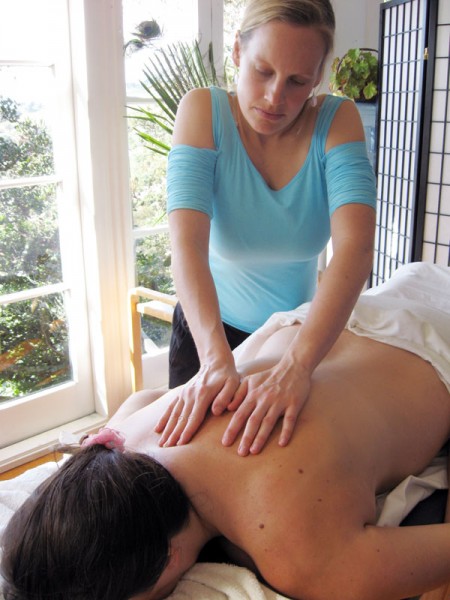 Sally Massaging A Client Sally providing a massage on waiheke